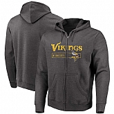 Men's Minnesota Vikings Majestic Hyper Stack Full Zip Hoodie Heathered Charcoal,baseball caps,new era cap wholesale,wholesale hats